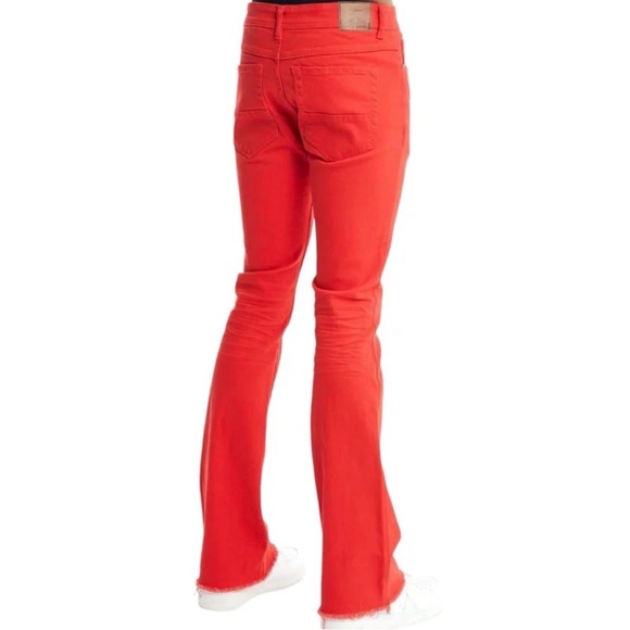 Rebel Minds Men’s Red Denim Twill Stacked Pants size W 30” L 38” - Picture 3 of 12